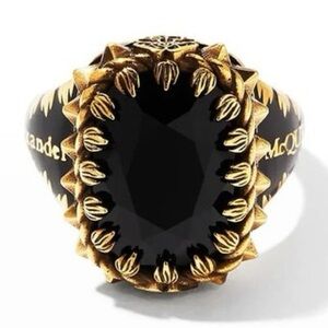 Alexander McQueen Black and Gold Statement Ring
